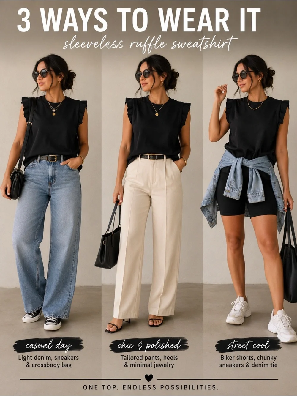 Free People Black Sleeveless Ruffle Sweatshirt Top - Picture 1 of 6